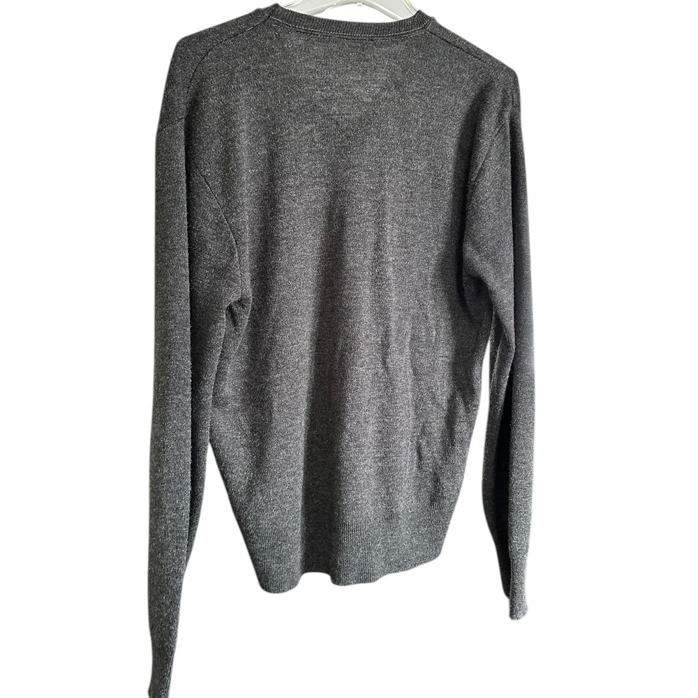 Vintage Le Tigre V-Neck Sweater Gray Tiger Logo Made in USA Mens L Grandpacore - Picture 2 of 4